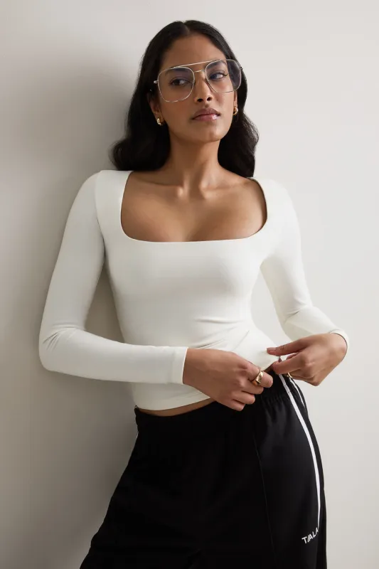365 Square Neck Long Sleeve Top - Coconut Milk made by TALA