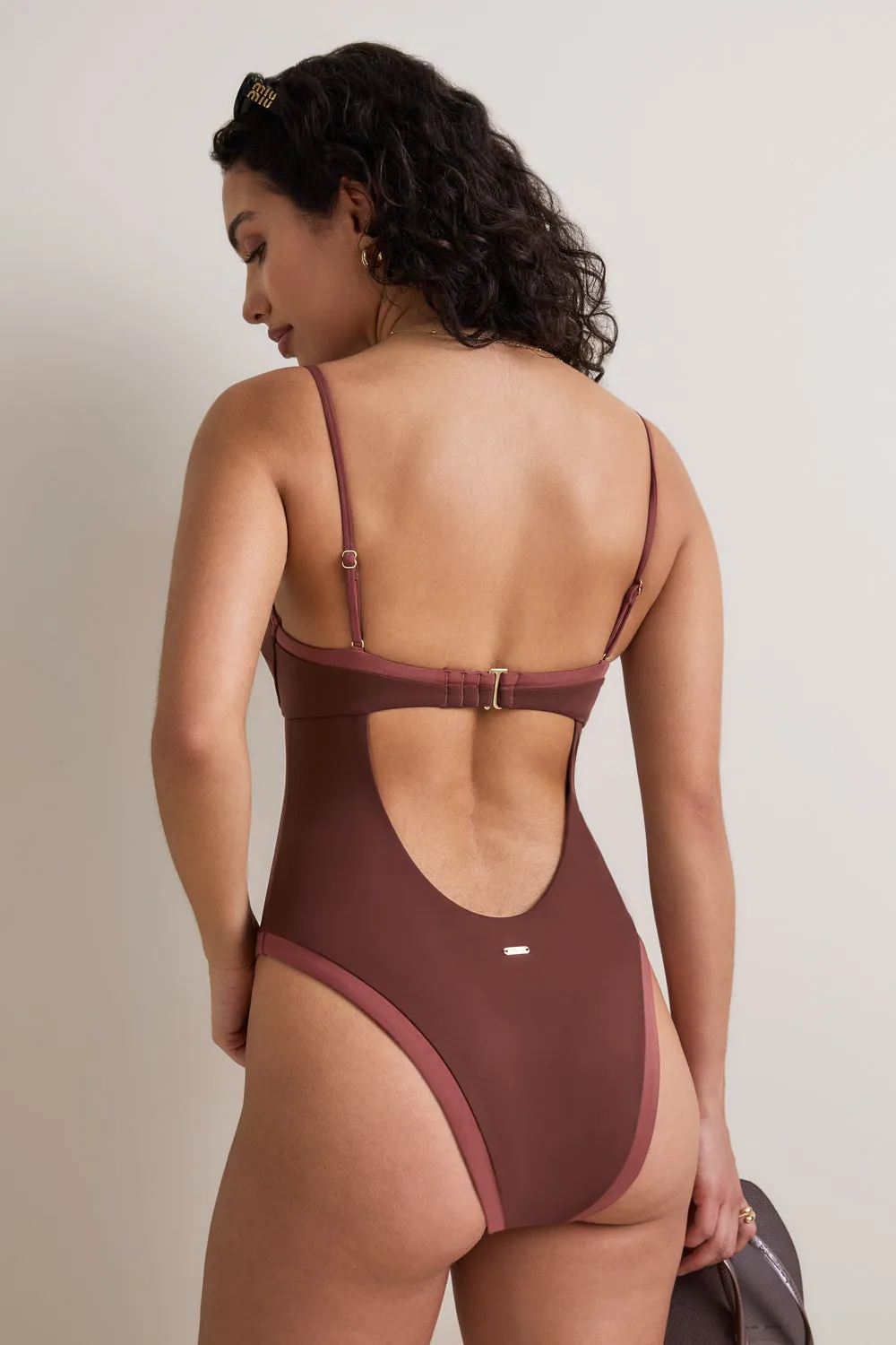 Contrast Underwired Swimsuit - Deep Rust sold by TALA product image thumbnail 5