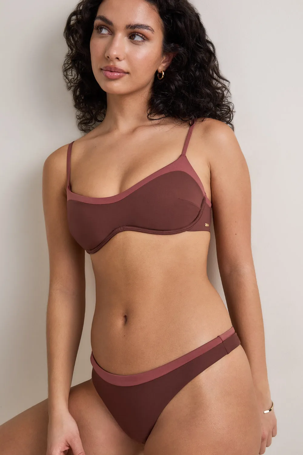Contrast Underwired Bikini Top - Deep Rust sold by TALA