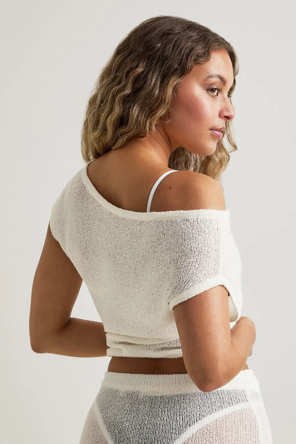 Beach Knit Asymmetric Top - Ivory sold by TALA product image thumbnail 4