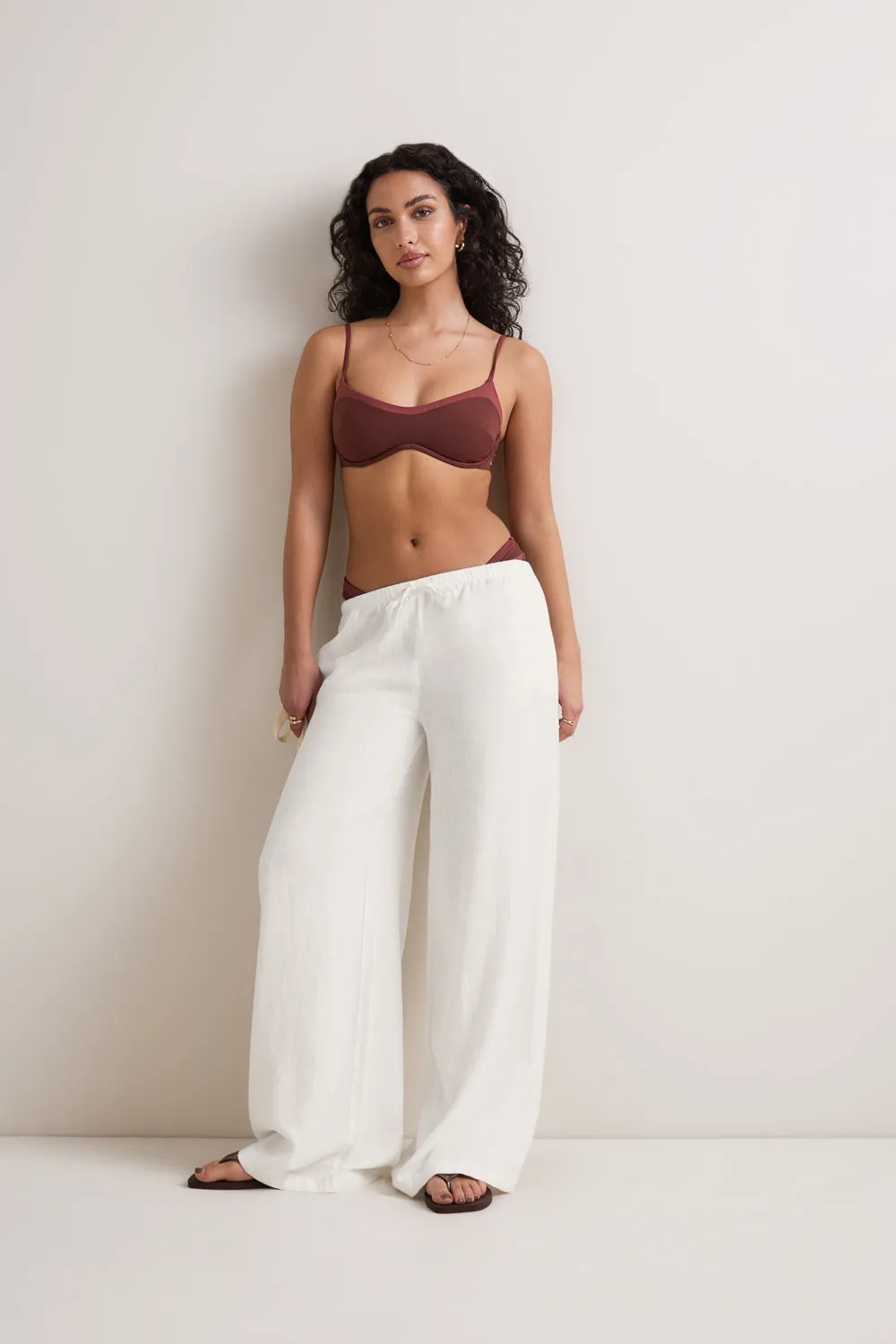 Soft Linen Drawstring Trouser - Ivory sold by TALA product image thumbnail 3