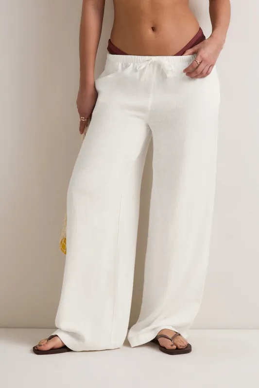 Soft Linen Drawstring Trouser - Ivory made by TALA