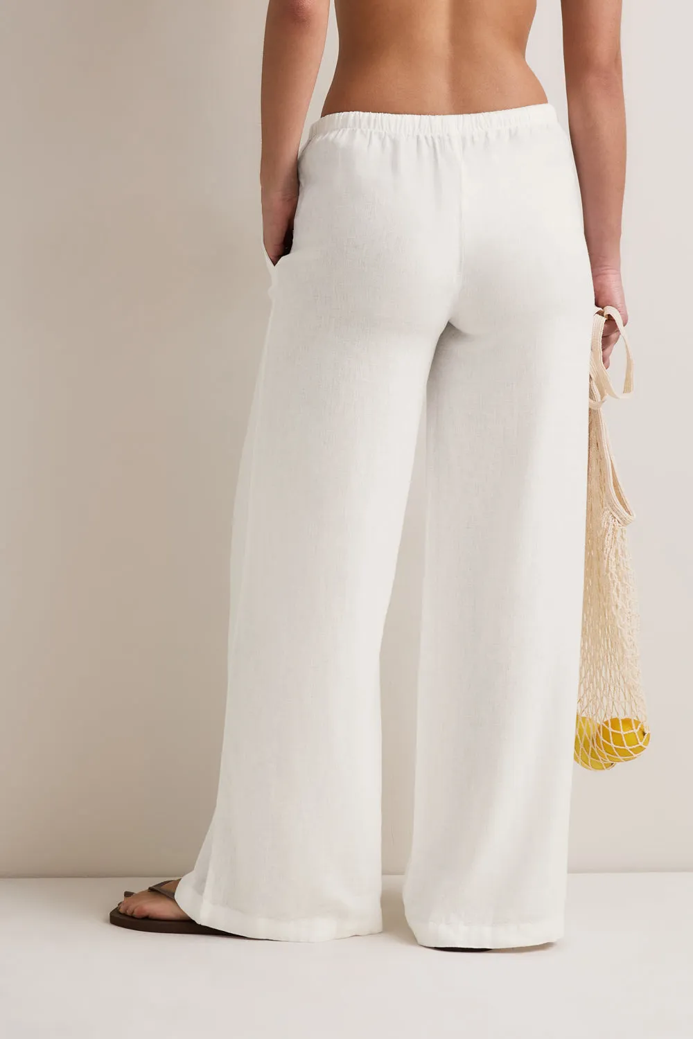 Soft Linen Drawstring Trouser - Ivory sold by TALA product image thumbnail 4