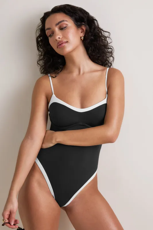 Contrast Underwired Swimsuit - Shadow Black made by TALA