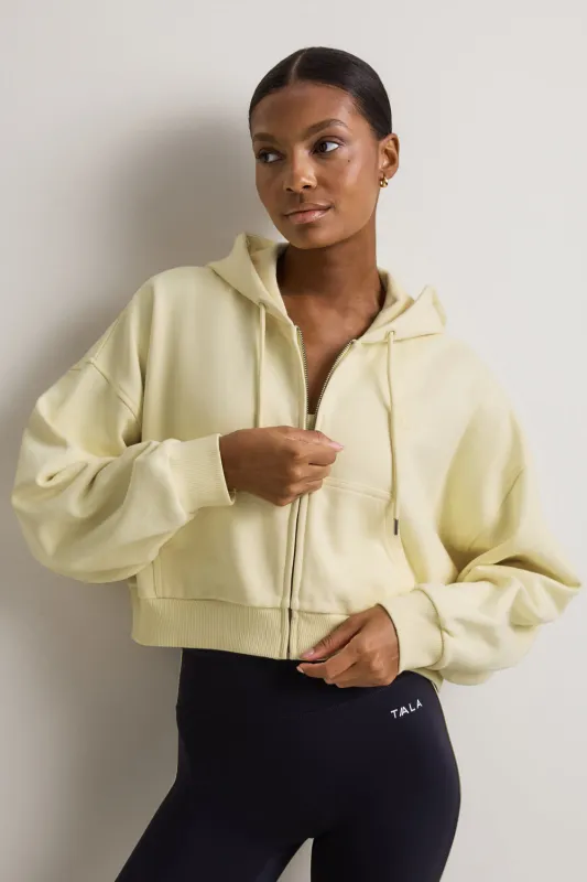 Relaxed Cotton Cocoon Hoodie - Lemon Yellow made by TALA