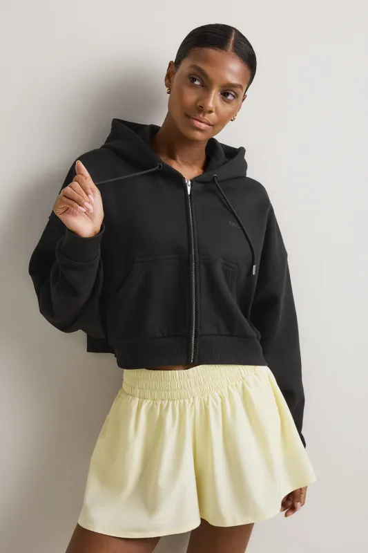 Relaxed Cotton Cocoon Hoodie - Shadow Black made by TALA