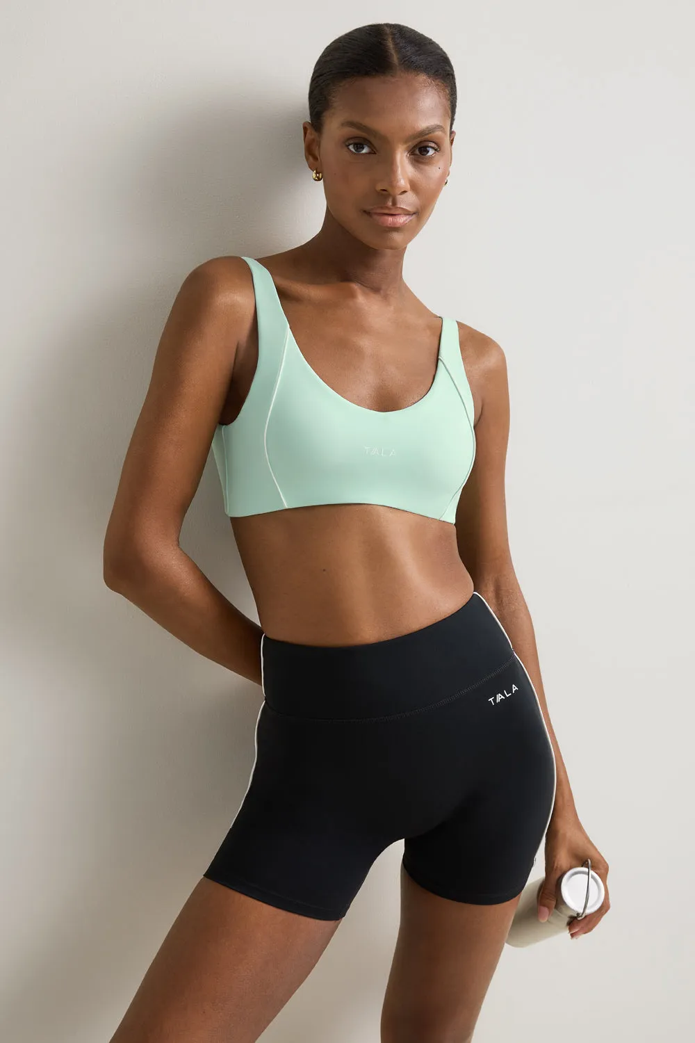 SkinLuxe Contrast Piping Sports Bra - Soft Mint sold by TALA