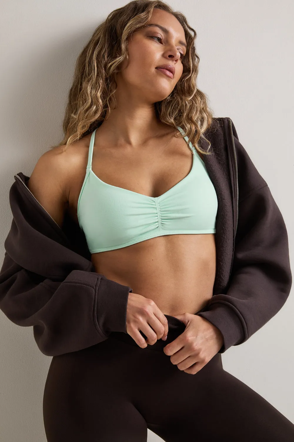 Sculpt Seamless Ruched Cross Back Sports Bra - Soft Mint sold by TALA product image thumbnail 4