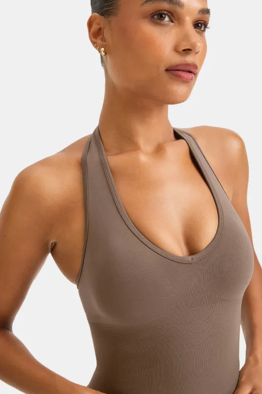 Sculpt Seamless Halter Tank - Taupe made by TALA