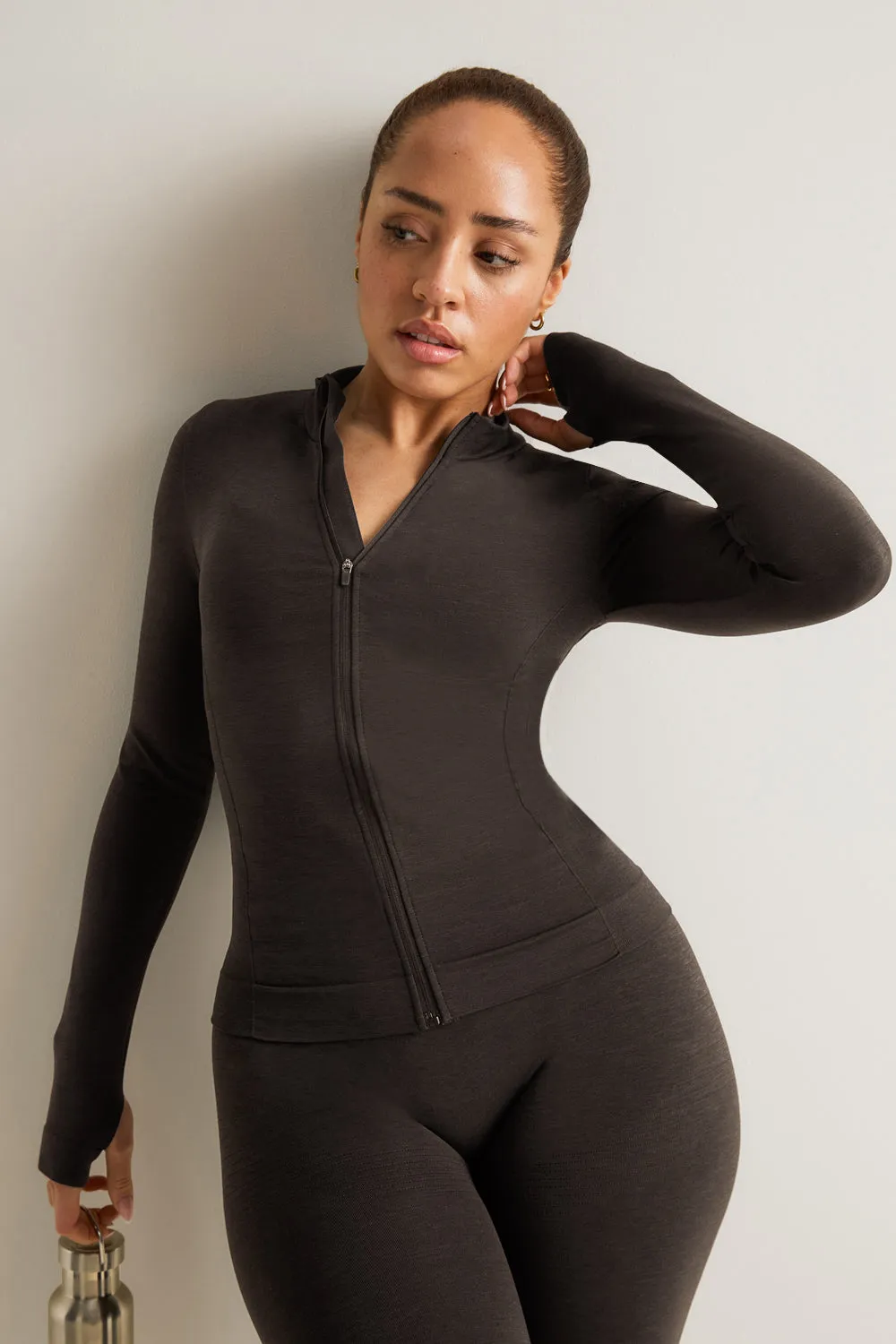 Sculpt Seamless Longline Jacket - Espresso Brown sold by TALA