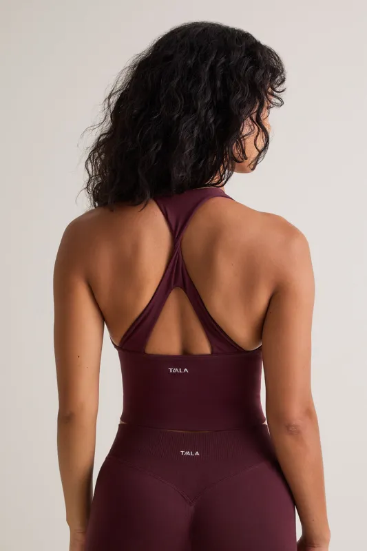 Sculpt Seamless Twist Back Vest - Deep Cherry made by TALA