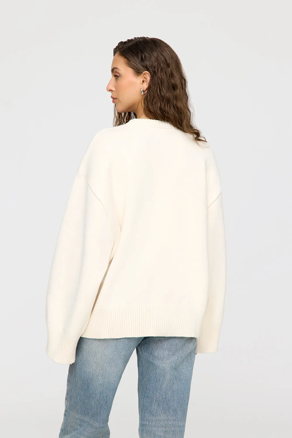 T LOGO KNIT SWEATER - MILK AND CHARCOAL sold by TALA product image thumbnail 3