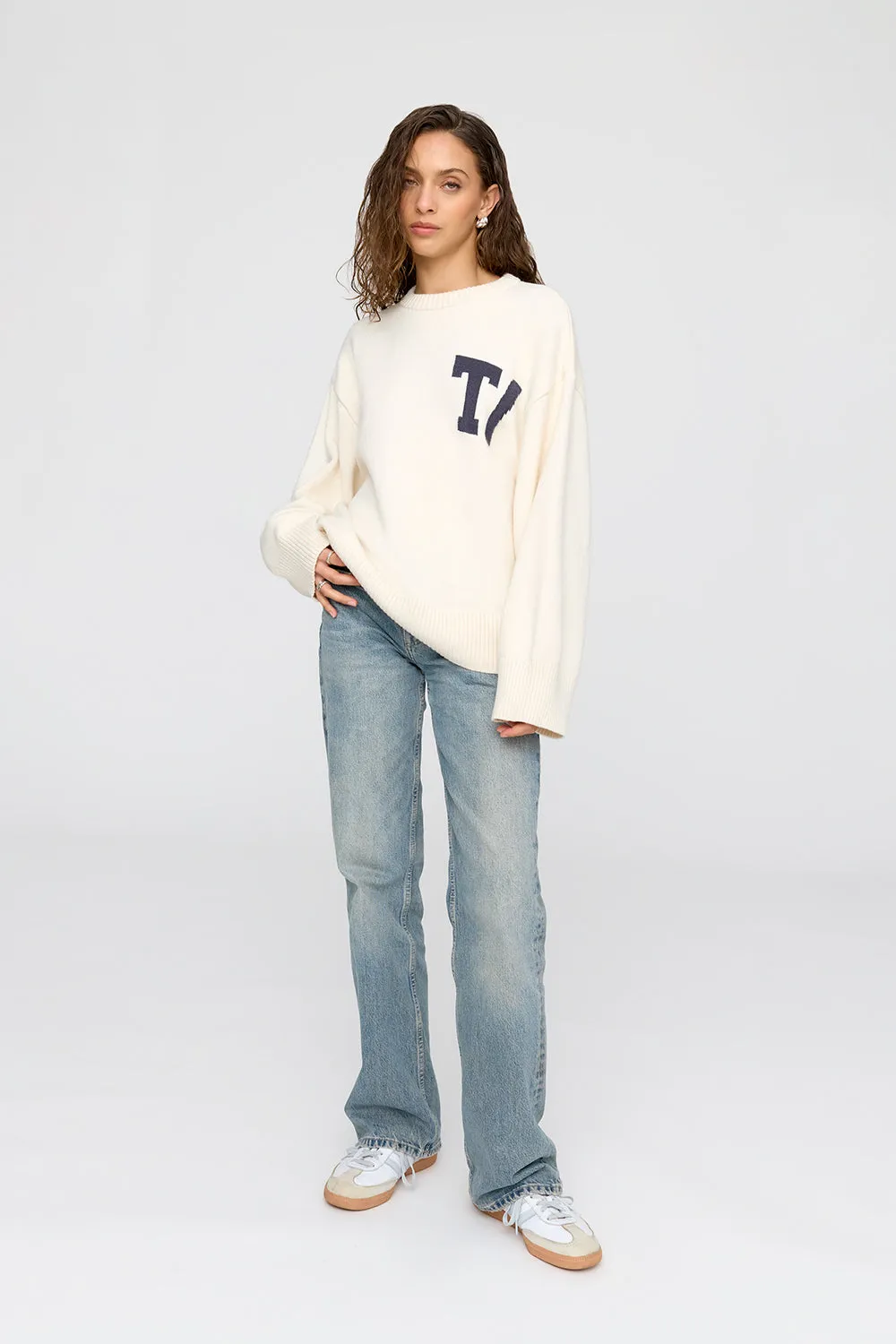 T LOGO KNIT SWEATER - MILK AND CHARCOAL sold by TALA product image thumbnail 5