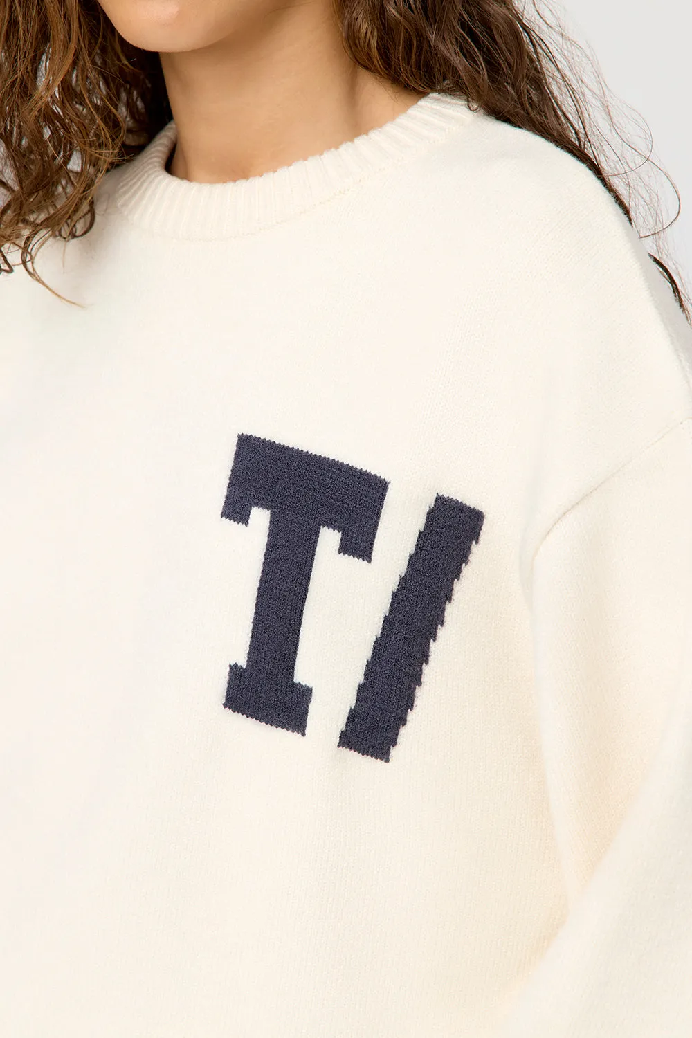 T LOGO KNIT SWEATER - MILK AND CHARCOAL sold by TALA product image thumbnail 2