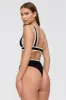 Kos Contrast Trim High Waisted Cheeky Bikini Brief - Shadow Black And Coconut Milk sold by TALA