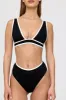 Kos Contrast Trim High Waisted Cheeky Bikini Brief - Shadow Black And Coconut Milk sold by TALA