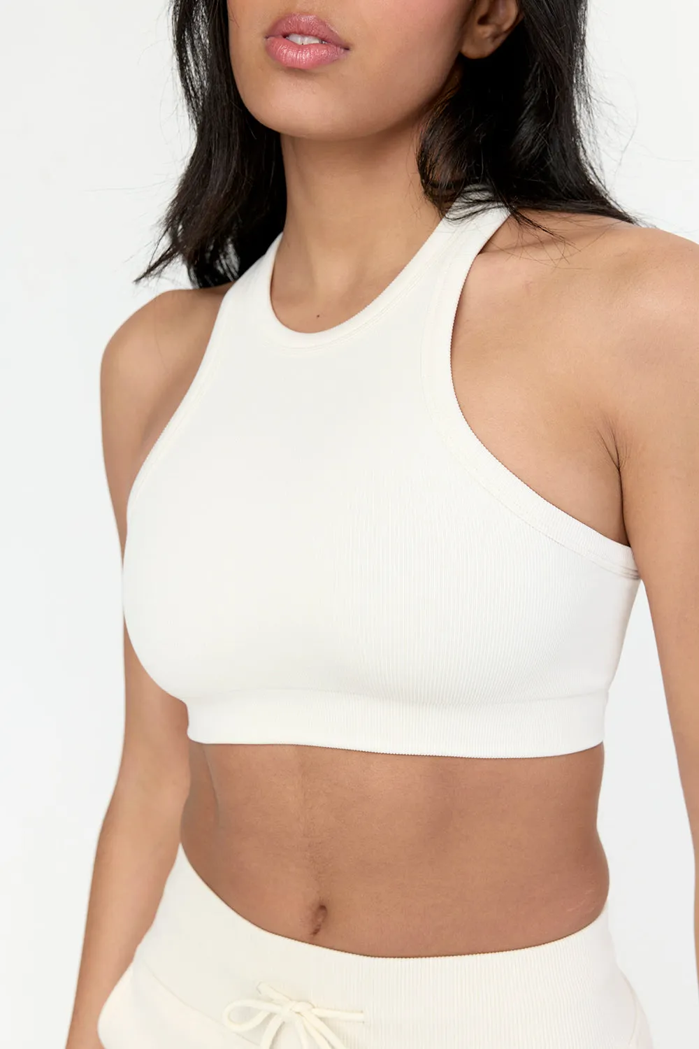 Sculpt Seamless Ribbed Racer Sports Bra - Milk Marl sold by TALA product image thumbnail 3