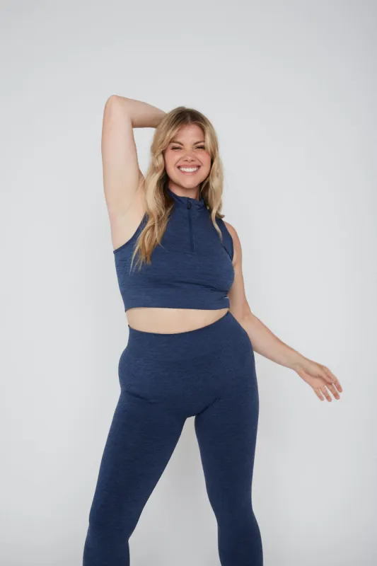 SCULPT SEAMLESS ZAHARA SPORTS BRA - FRENCH NAVY MARL sold by TALA