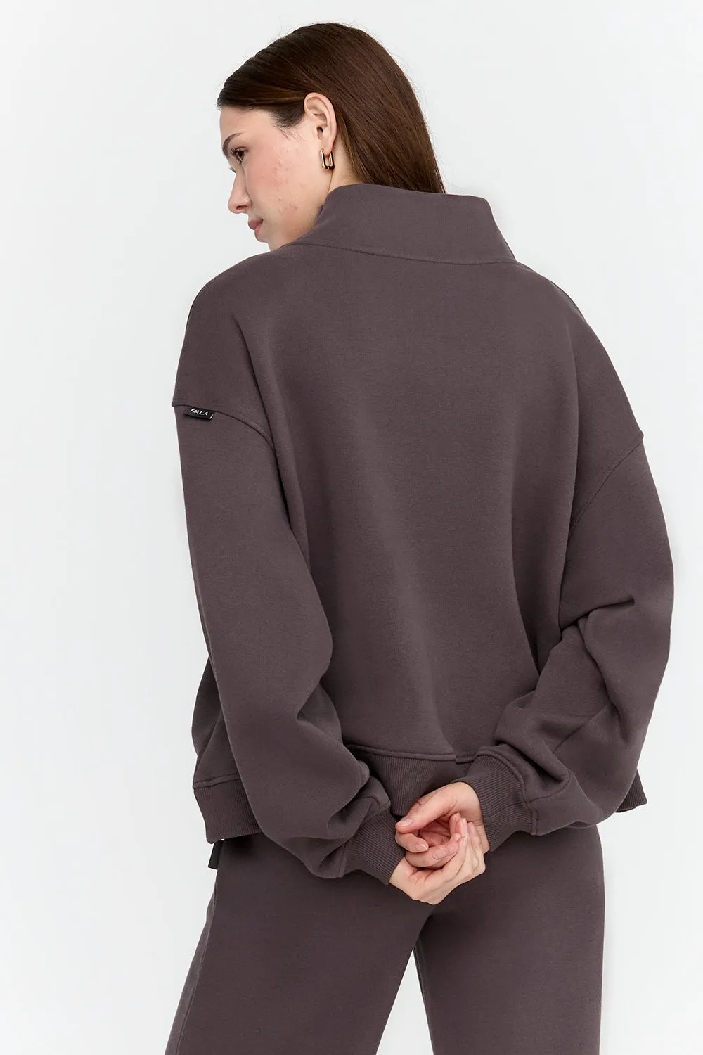 EVERYDAY LOOSE HEM MOCK NECK SWEATSHIRT - COOL ESPRESSO sold by TALA product image thumbnail 4