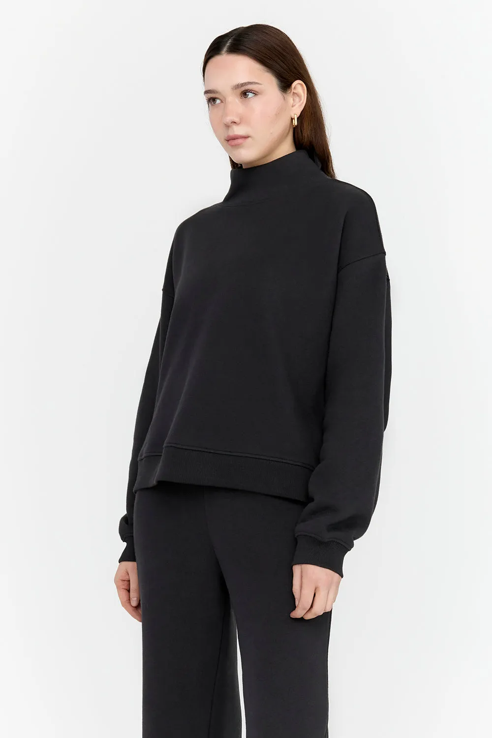EVERYDAY LOOSE HEM MOCK NECK SWEATSHIRT - BLACK sold by TALA product image thumbnail 4