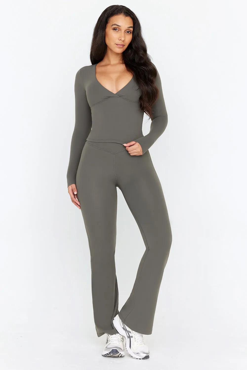 DayFlex Wrap Flared Yoga Pant - Dark Olive sold by TALA