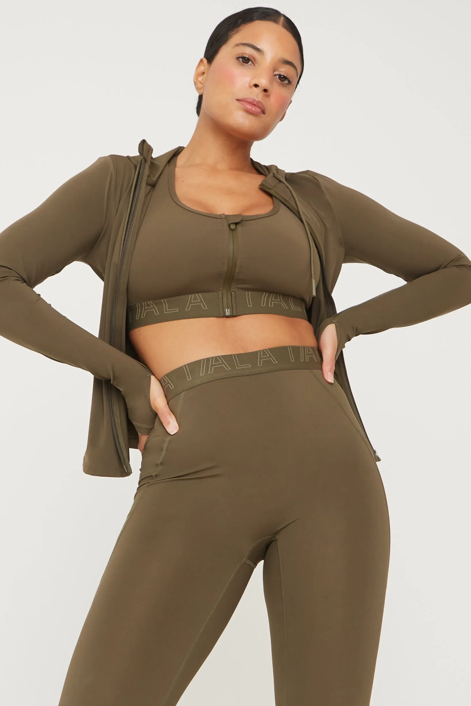 FORMTECH ZIP FRONT SPORTS BRA- KHAKI sold by TALA product image thumbnail 4