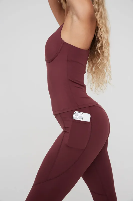 SKINLUXE HIGH WAISTED SIDE POCKET LEGGING - DARK CHERRY sold by TALA