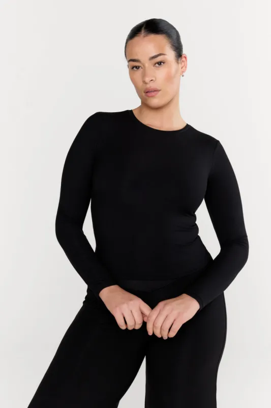 365 SCULPTING LOUNGE LONG SLEEVE TOP - SHADOW BLACK sold by TALA