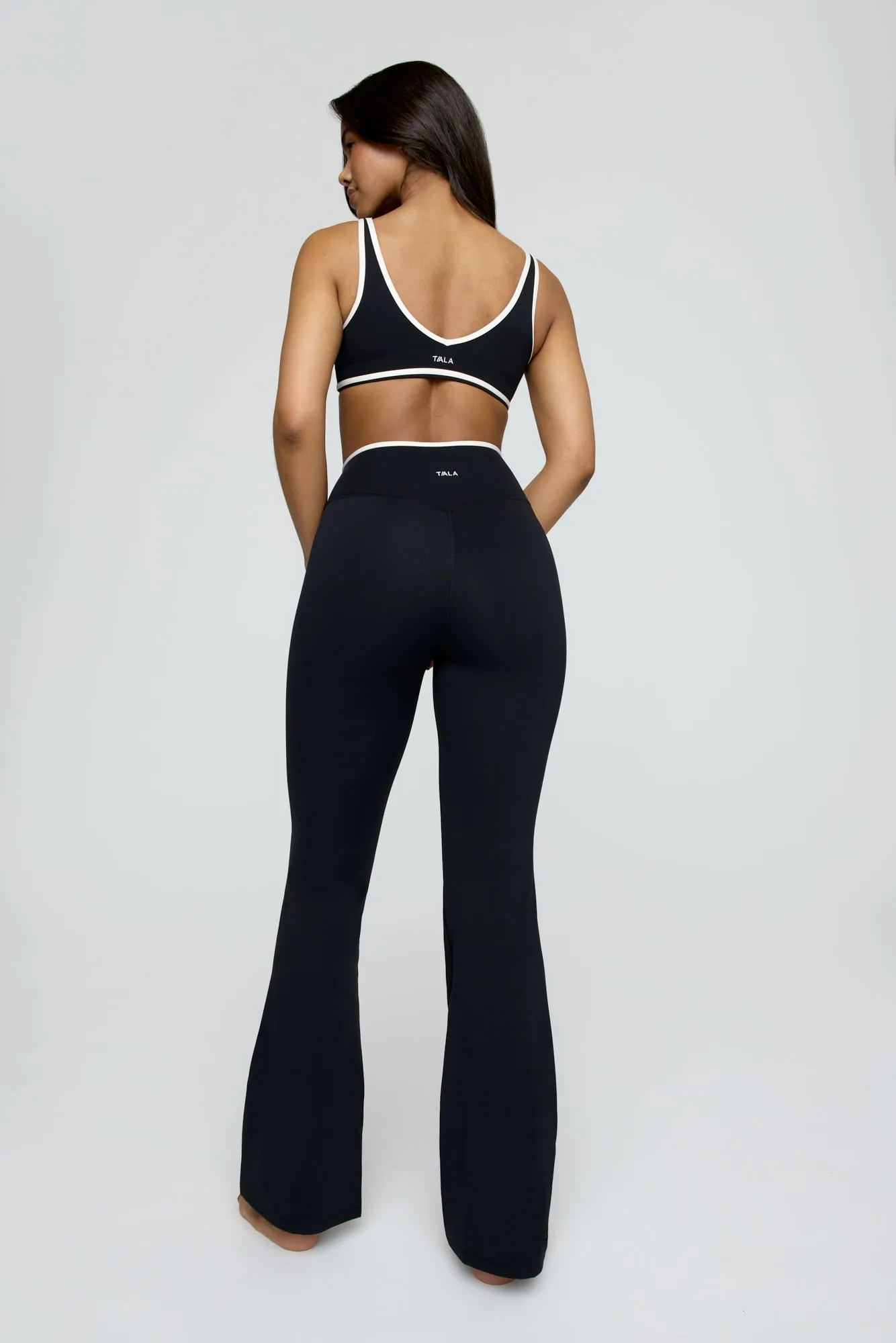 DayFlex Contrast Trim Wrap High Waisted Flared Yoga Pant - Shadow Black And Buttermilk sold by TALA product image thumbnail 3