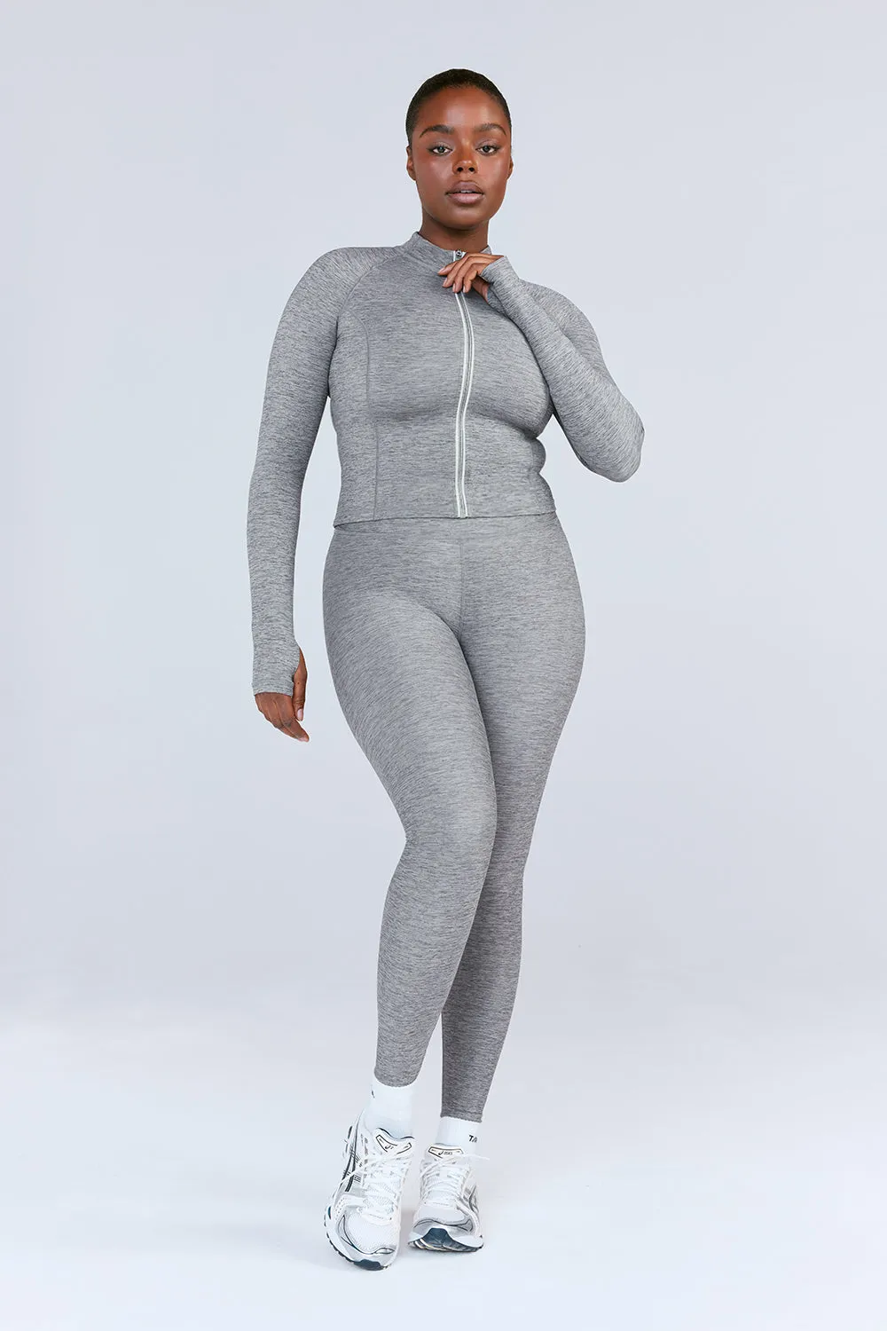 SkinLuxe Zip Through Running Top - Dark Grey Marl sold by TALA product image thumbnail 3