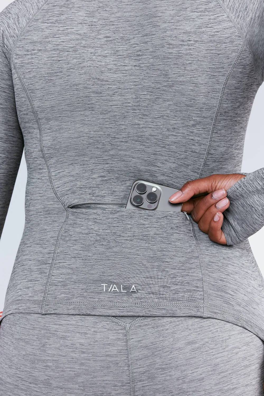 SkinLuxe Zip Through Running Top - Dark Grey Marl sold by TALA product image thumbnail 2