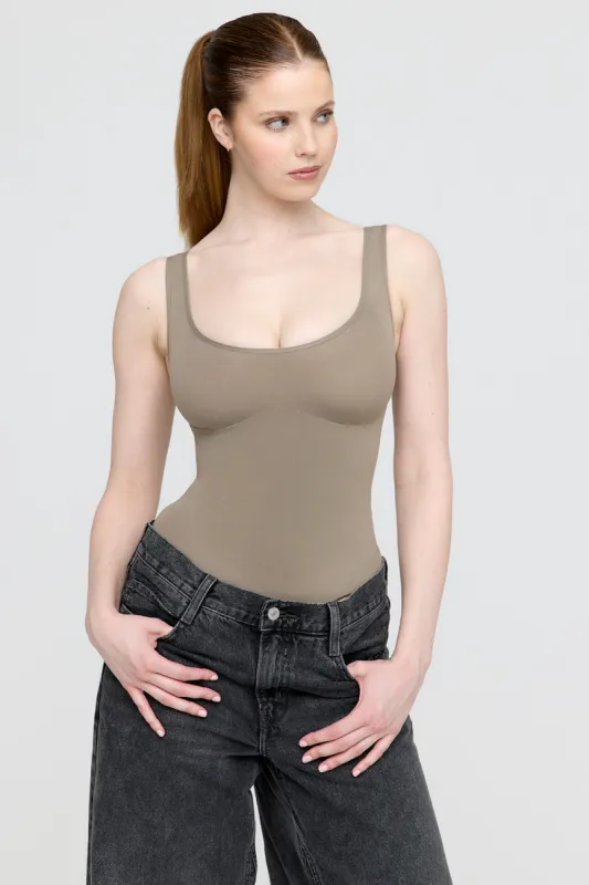 365 CONTOUR STRAPPY SHAPING BODYSUIT - STONE KHAKI sold by TALA