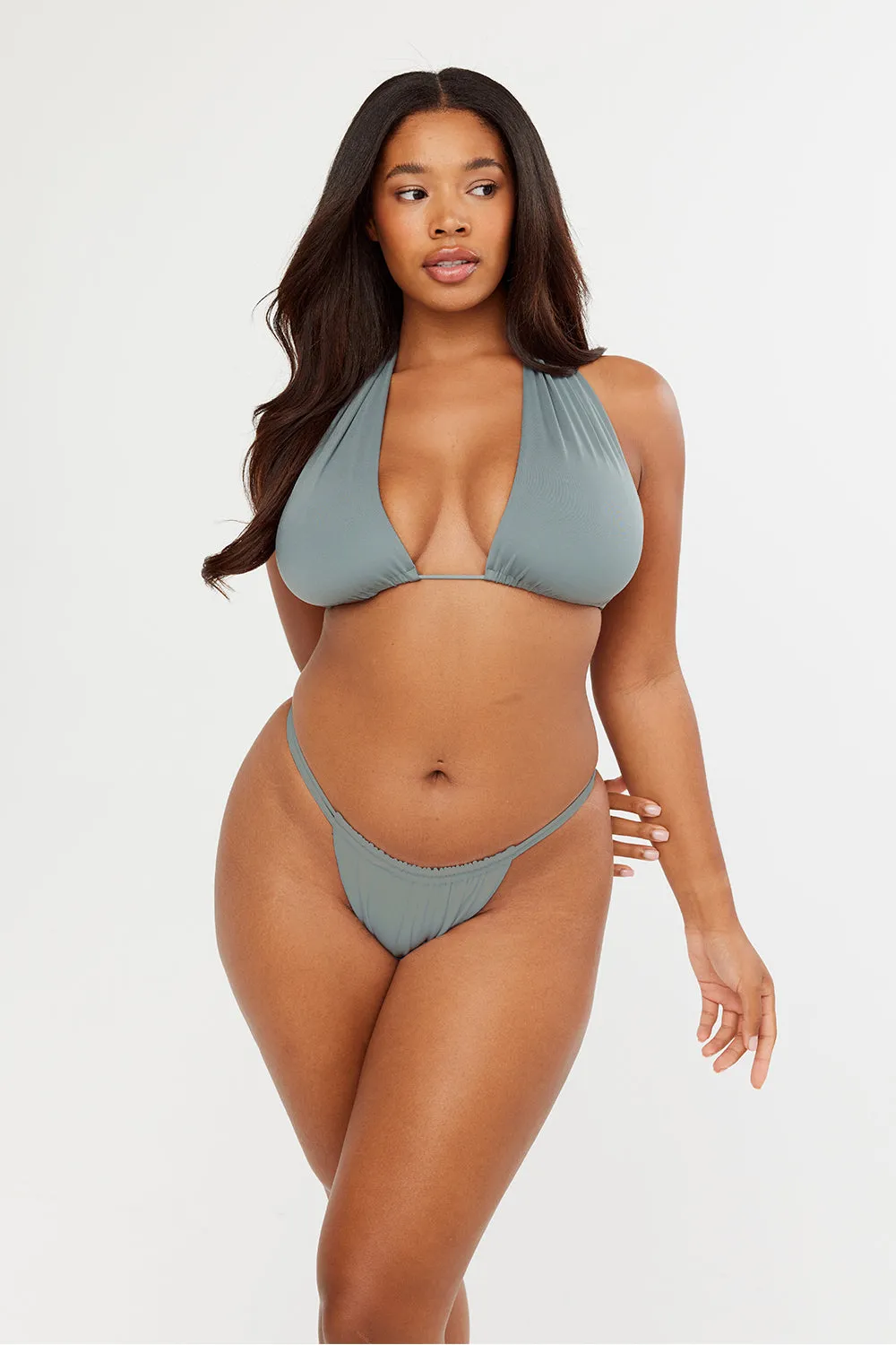SIENNA HIGH LEG RUCHED BIKINI BOTTOM - CACTUS GREEN sold by TALA product image thumbnail 5