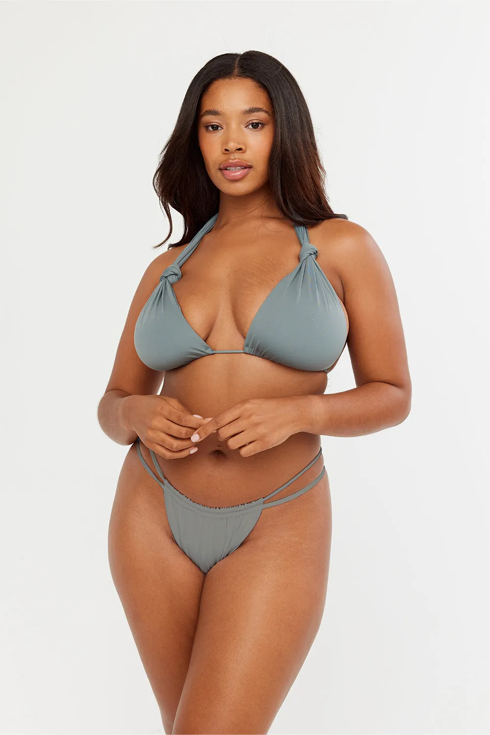SIENNA HIGH LEG RUCHED BIKINI BOTTOM - CACTUS GREEN sold by TALA product image thumbnail 2