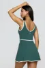 DayFlex Built-In Support V Neck Tennis Dress - Hunter Green And Buttermilk sold by TALA