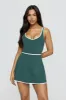 DayFlex Built-In Support V Neck Tennis Dress - Hunter Green And Buttermilk sold by TALA
