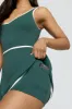 DayFlex Built-In Support V Neck Tennis Dress - Hunter Green And Buttermilk sold by TALA