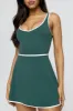 DayFlex Built-In Support V Neck Tennis Dress - Hunter Green And Buttermilk sold by TALA