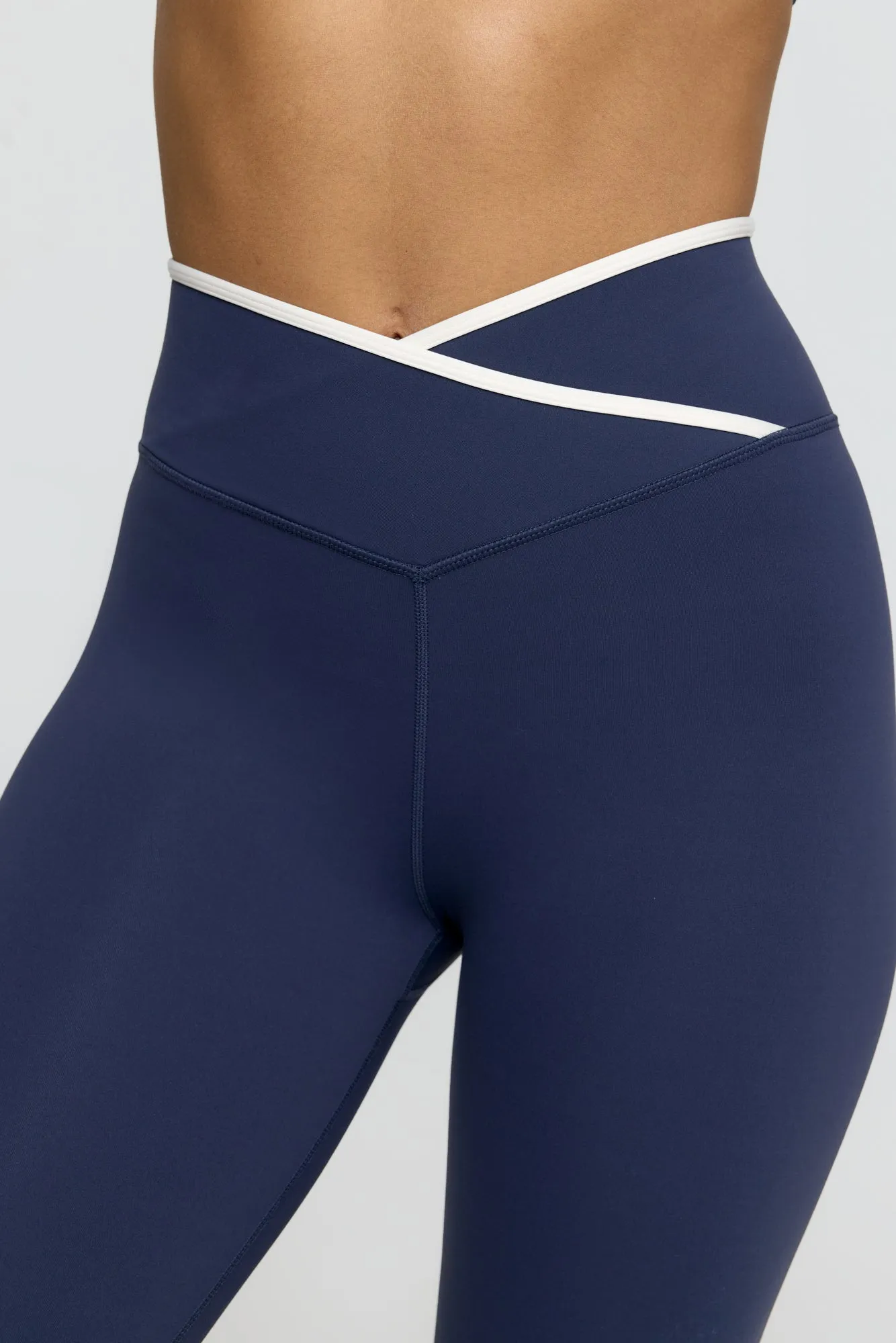DayFlex Contrast Trim Wrap High Waisted Legging - Navy And Buttermilk sold by TALA product image thumbnail 4