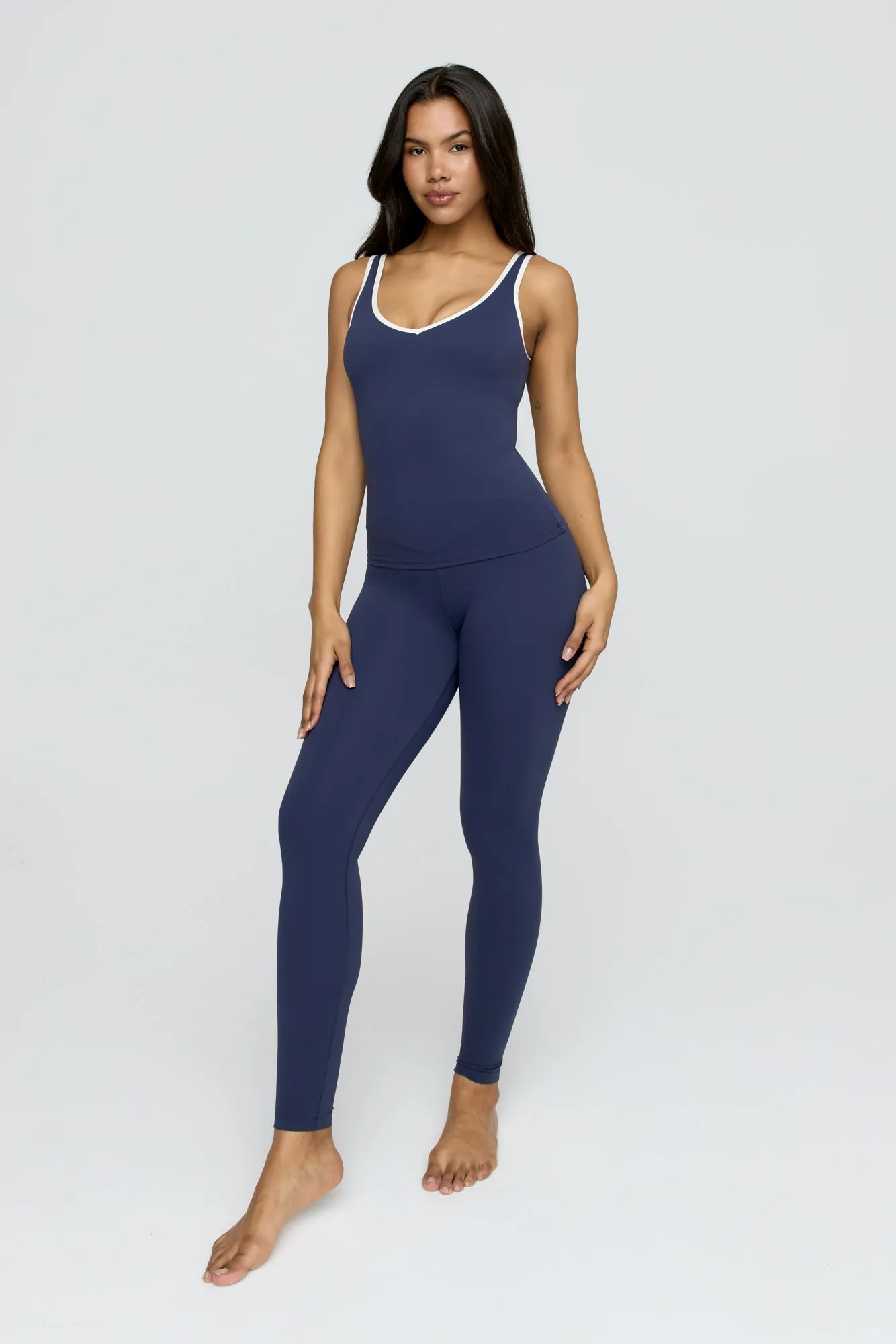 DayFlex Contrast Trim Wrap High Waisted Legging - Navy And Buttermilk sold by TALA