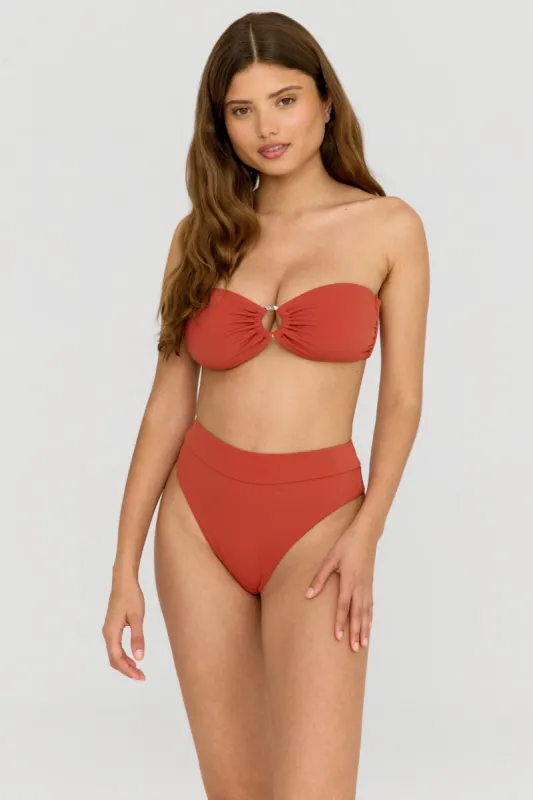 Tierra High Waisted Cheeky Bikini Brief - Rust Orange sold by TALA