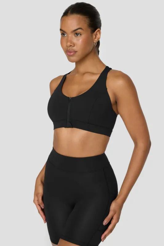 FormTech Zip Front Open Back Sports Bra - Black sold by TALA