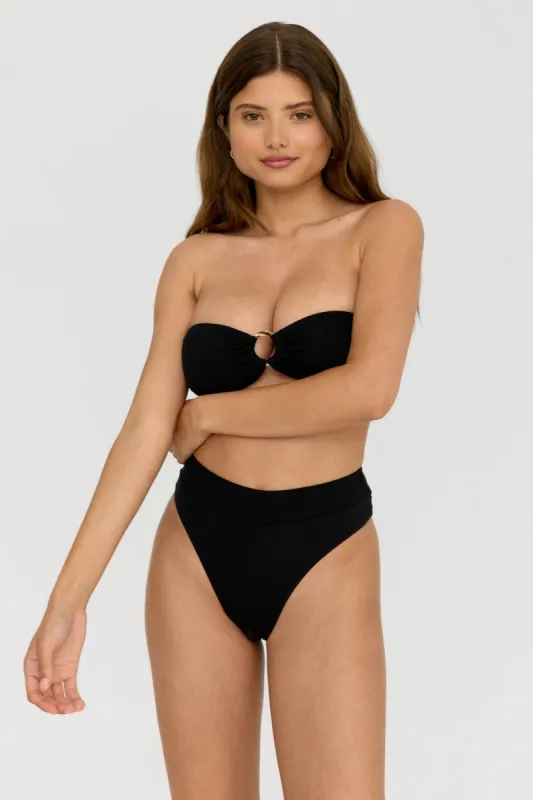 Tierra High Waisted Cheeky Bikini Brief - Shadow Black sold by TALA
