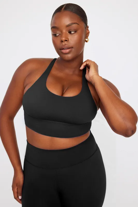 SkinLuxe Longline Tank Sports Bra - Shadow Black sold by TALA