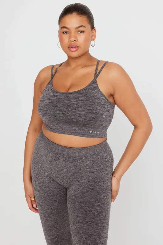 SCULPT SEAMLESS STRAPPY SPORTS BRA - CHARCOAL MARL sold by TALA