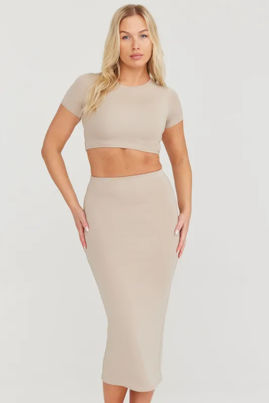 365 BODYCON MIDI SKIRT - SAND sold by TALA
