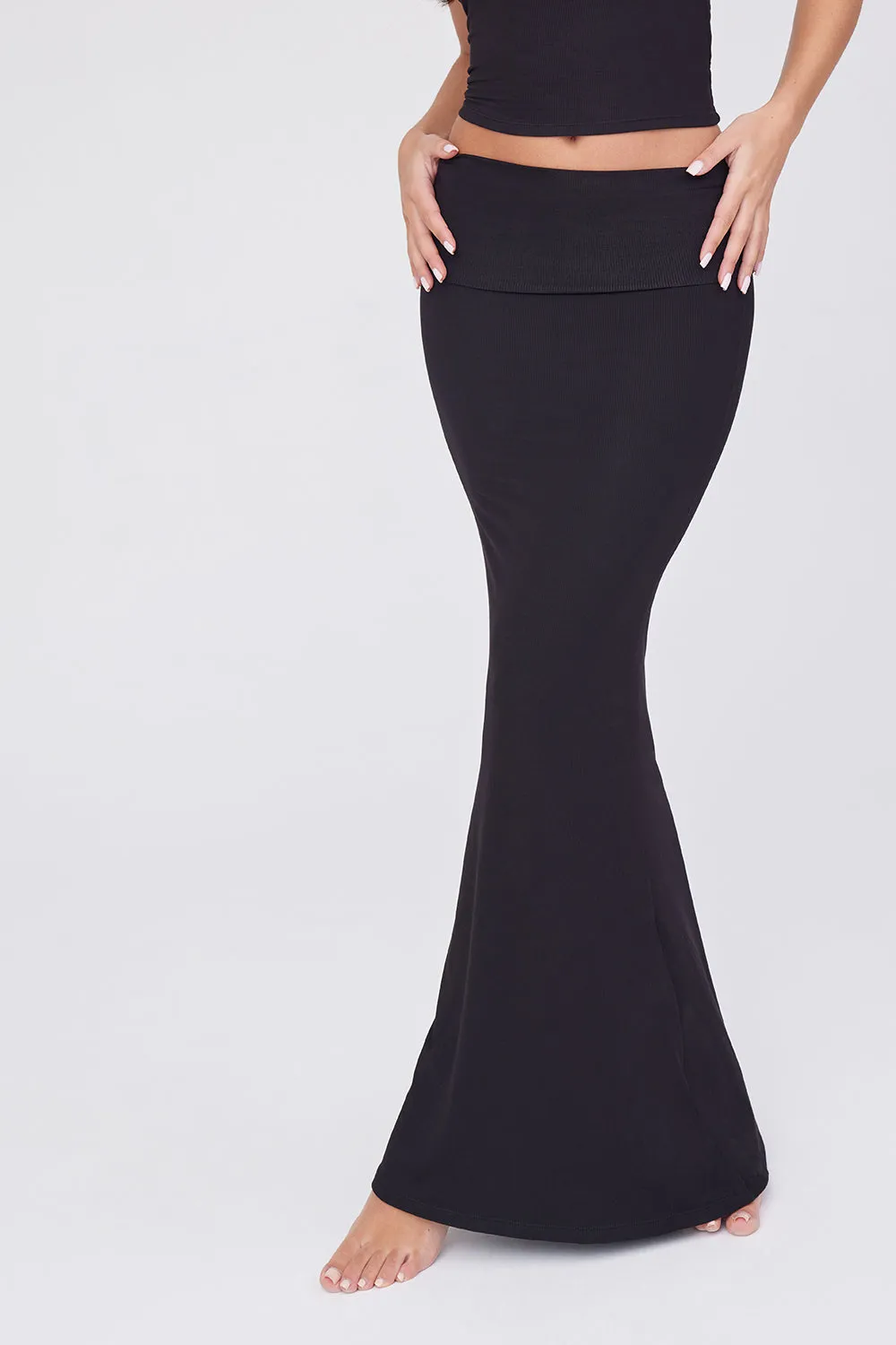 365 SCULPTING LOUNGE MULTIWAY FOLD WAIST MAXI SKIRT - SHADOW BLACK sold by TALA product image thumbnail 3
