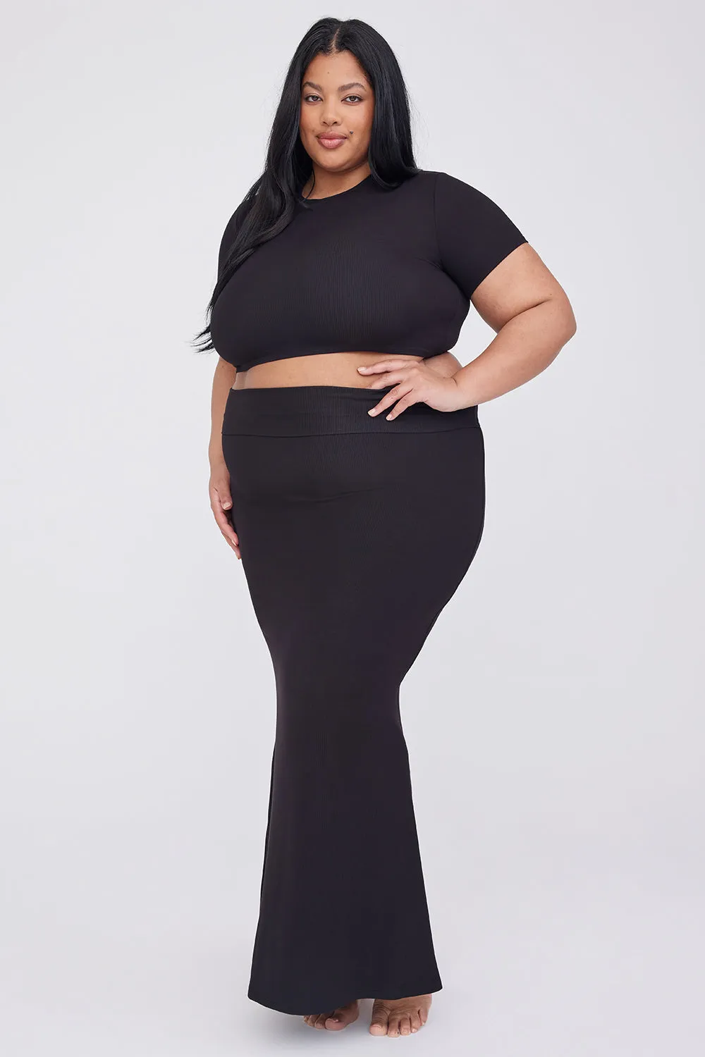 365 SCULPTING LOUNGE MULTIWAY FOLD WAIST MAXI SKIRT - SHADOW BLACK sold by TALA product image thumbnail 2