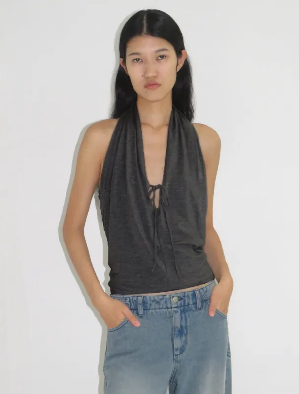 Paloma Wool No 1652/Mopit 黒のホルターネックビスチェ MOPIT-Navy halter cupro top – Paloma Wool