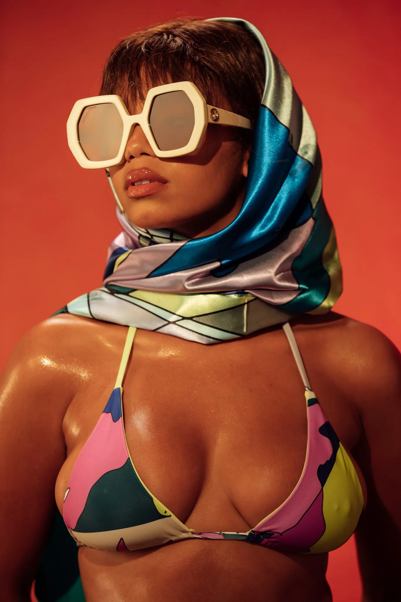 Kaikini Reversible String Printed Bikini Top - Kubra Print Beige sold by Kai Collective